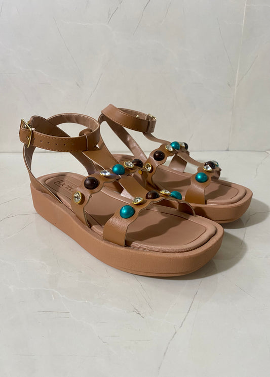 Beira Rio Plataform Camel Turquesa