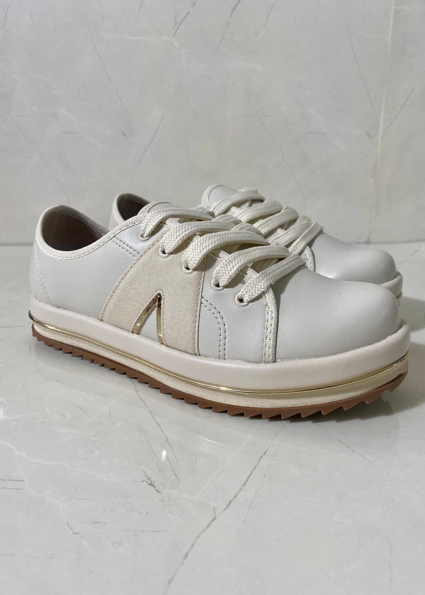 Beira Rio Tennis Off White & Gold