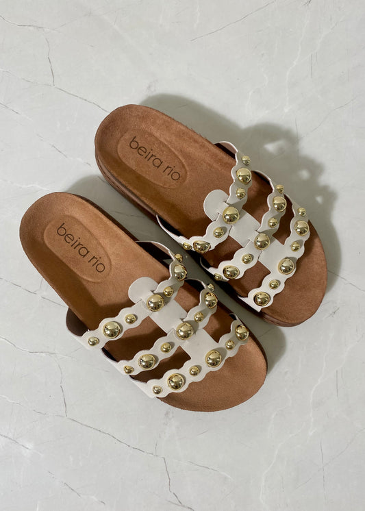 Beira Rio Sandal Off White and Gold