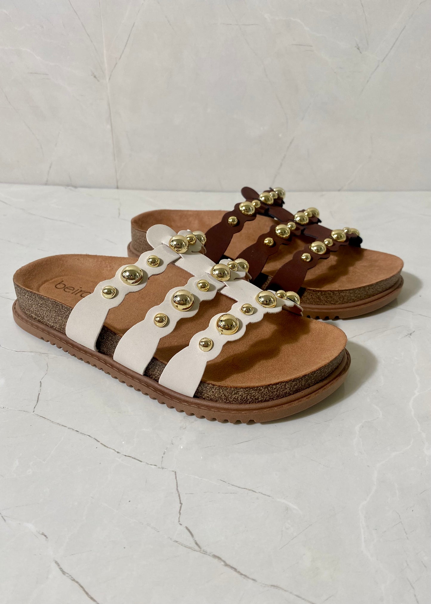 Beira Rio Sandal Off Brown and Gold