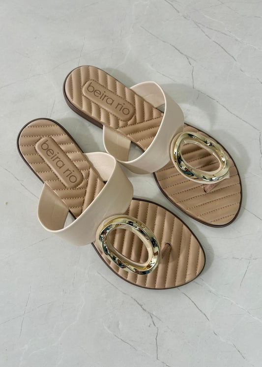 Beira Rio Sandal chapa dorada Turim Crema