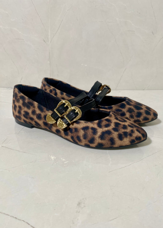 Moleca Animal Print & Gold Flat