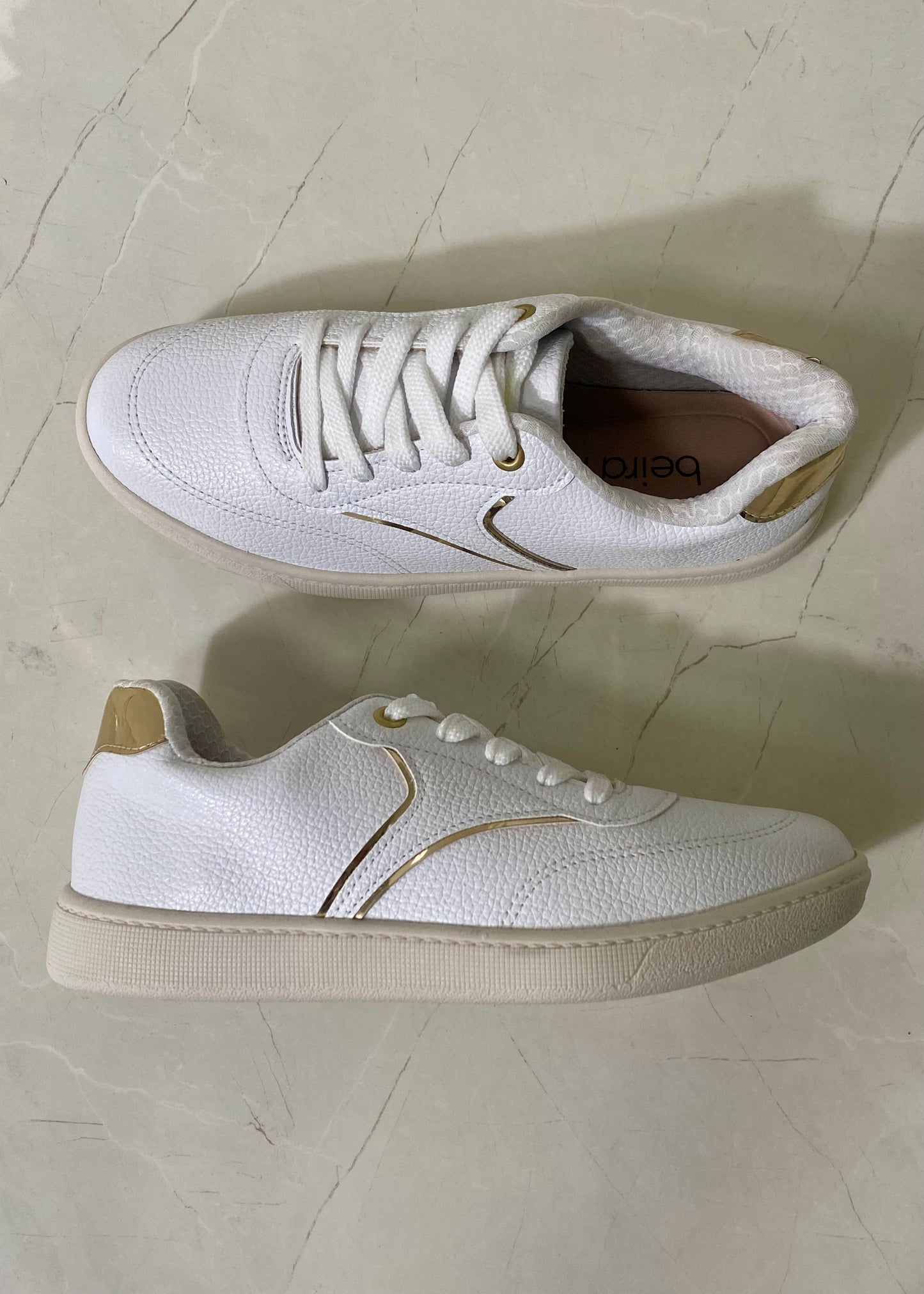 Beira Rio Sneakers White and Gold
