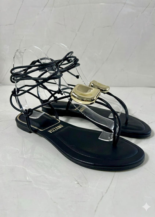 Vizzano Sandal Flat Detallé Dorado Black