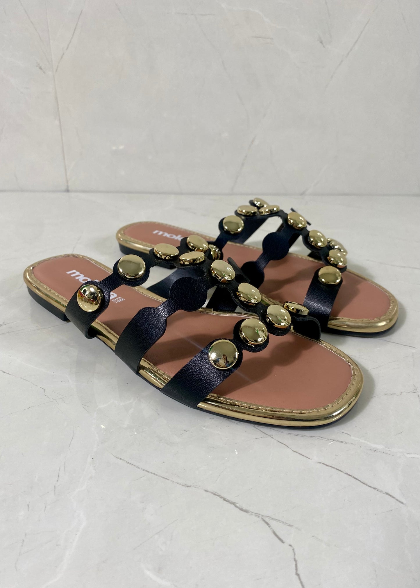 Moleca Glamour Flats Black Gold