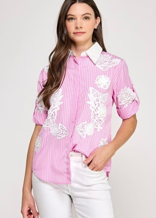 Pink Bluse Pastel Estampada