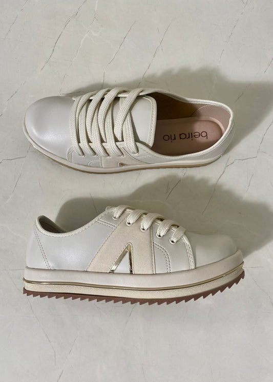 Beira Rio Tennis Off White & Gold