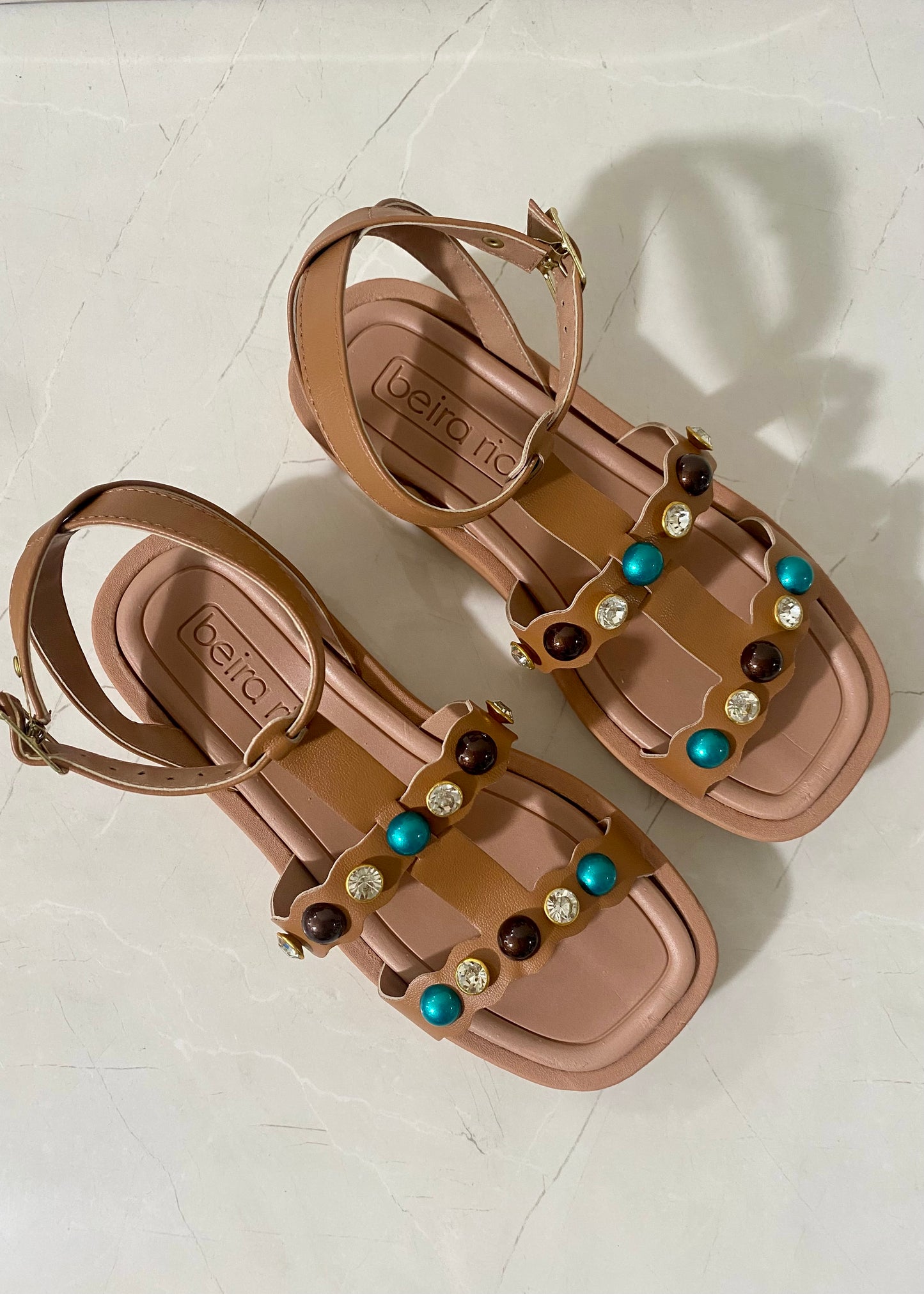 Beira Rio Plataform Camel Turquesa