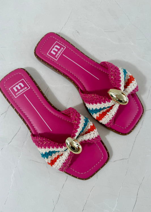 Moleca Tira Sandal Flats Multi Pink