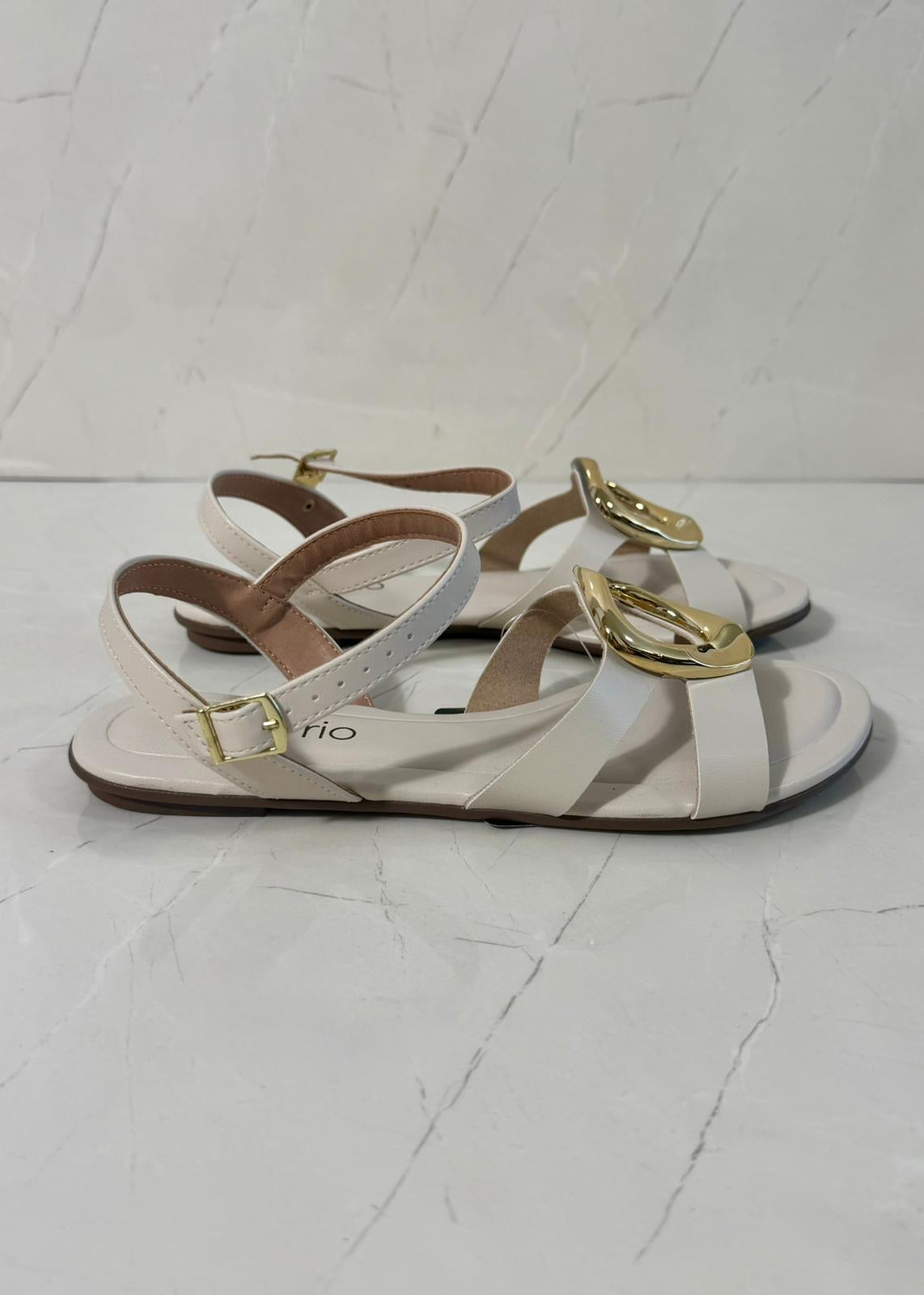 Beira Rio Sandal Detalle Dorado Off White