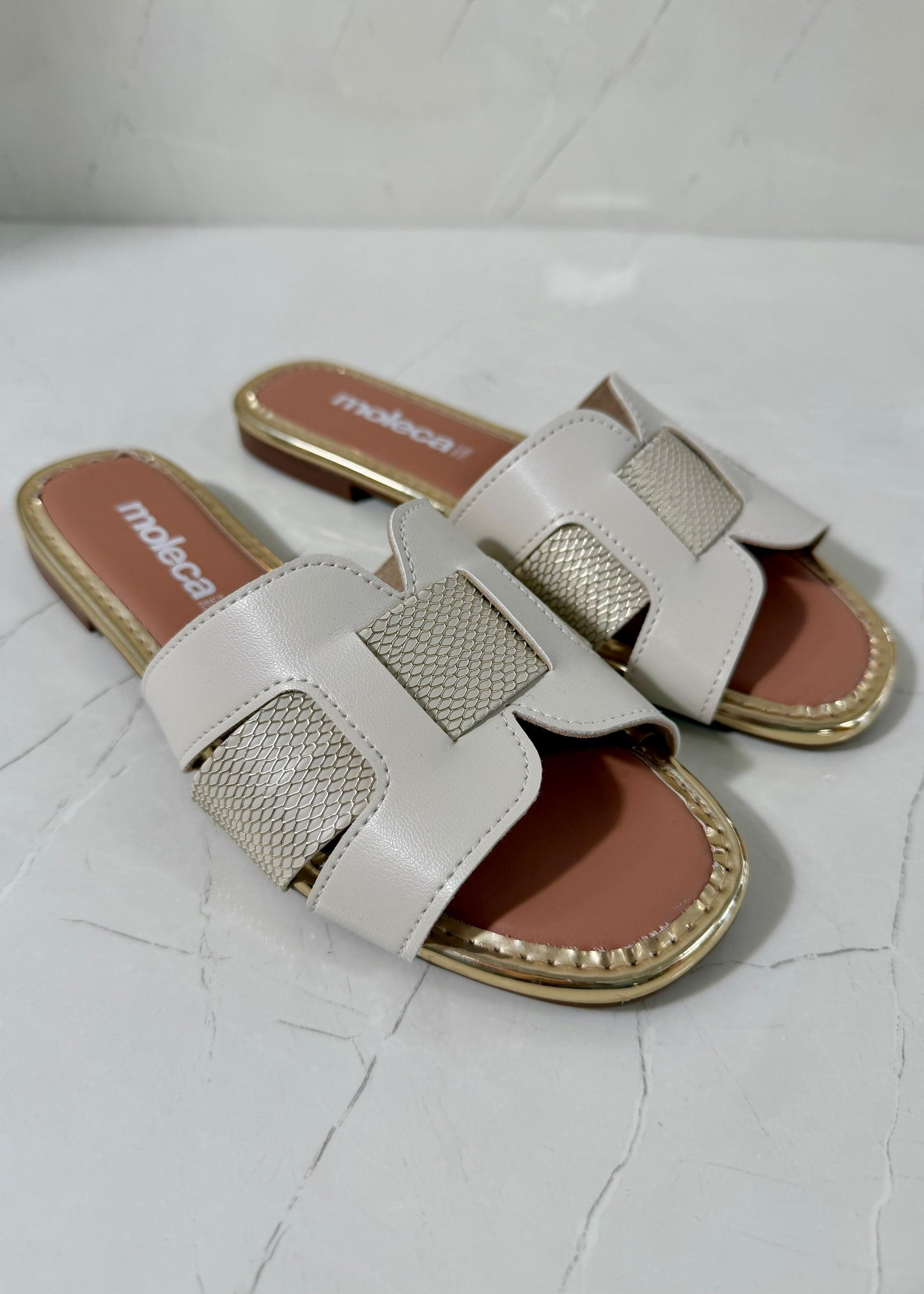 Moleca Sandal Flats Glamour Off White