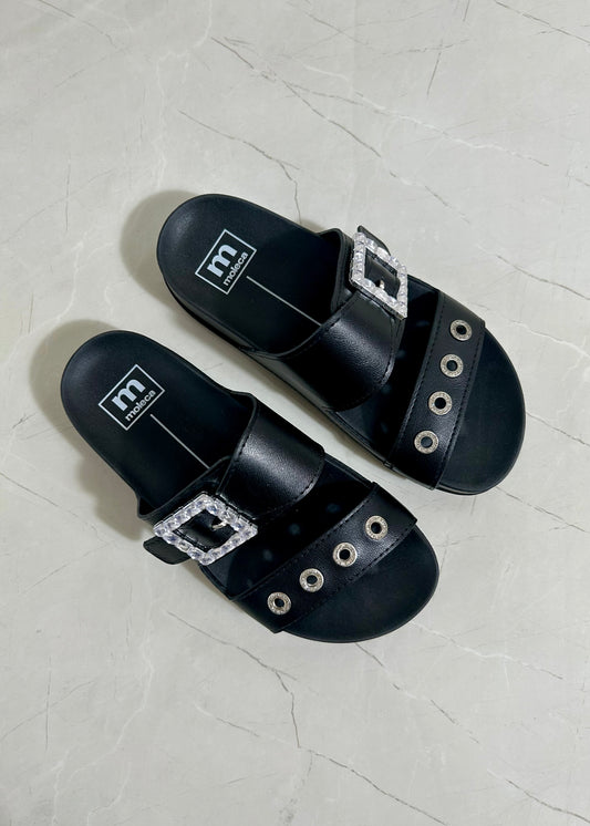 Moleca Black Plate Sandals