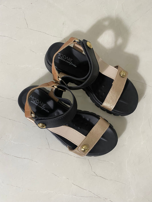 Modare Sandal Velcro Black Gold