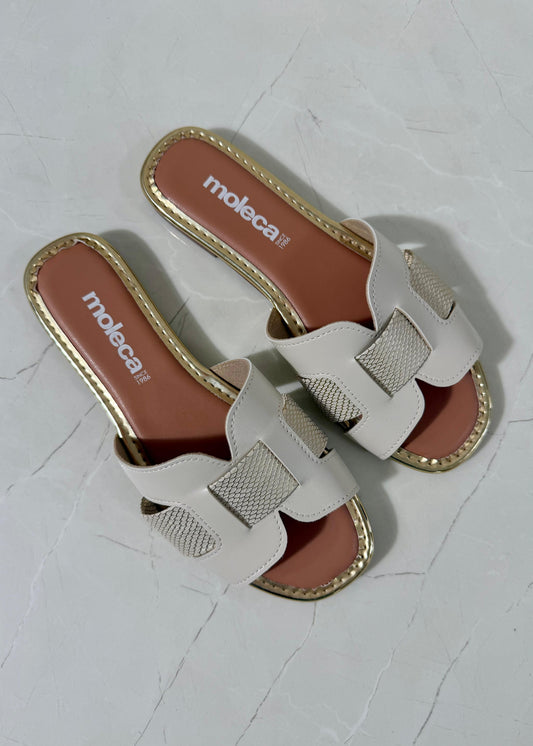 Moleca Sandal Flats Glamour Off White