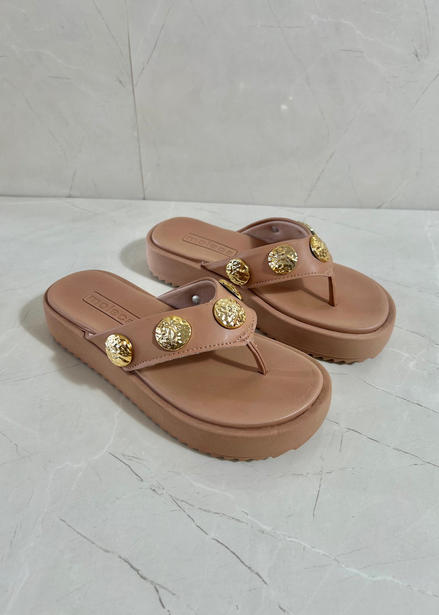 Moleca Nude and Gold Sandals