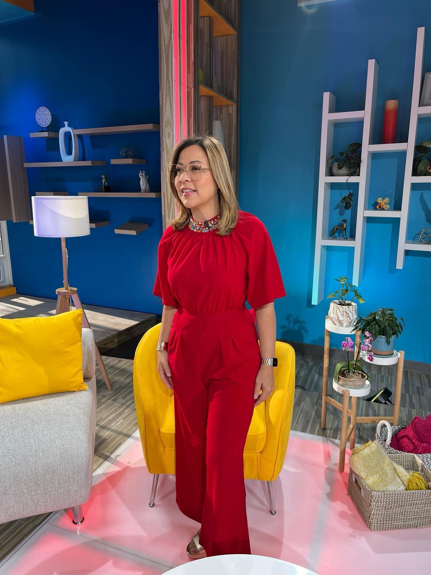 Embellished Elegant Red Jumpsuit