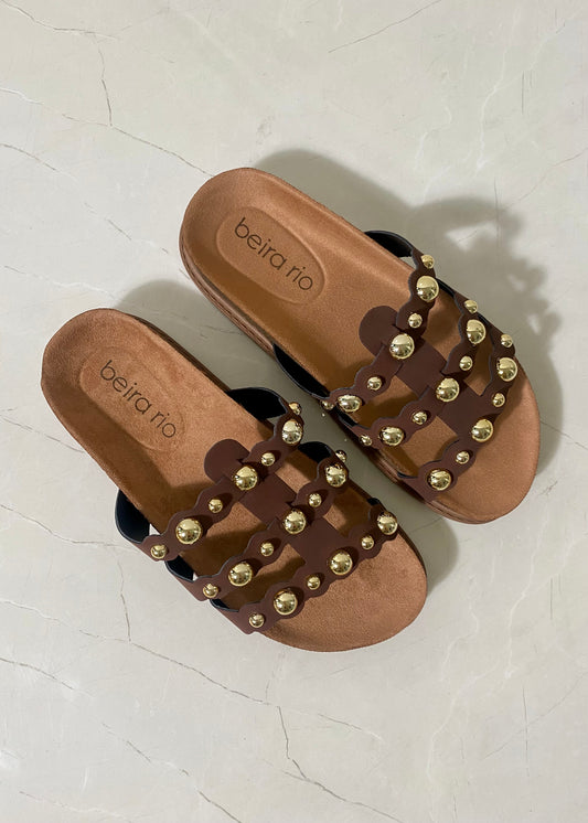 Beira Rio Sandal Off Brown and Gold