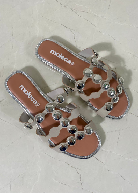 Moleca Glamour Flats Gris Plated