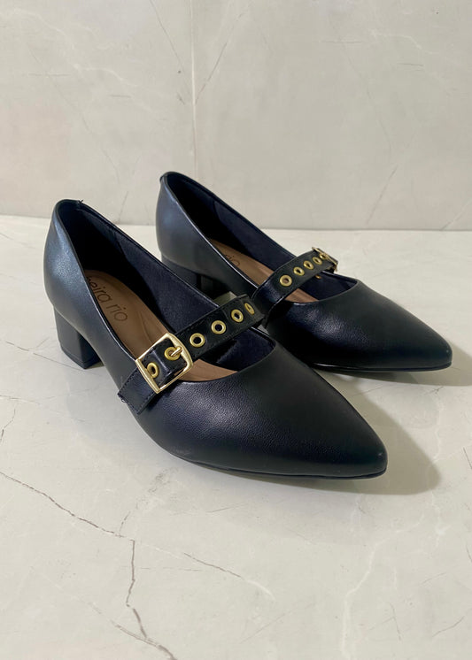 Beira Rio Black Buckle Chic Mini