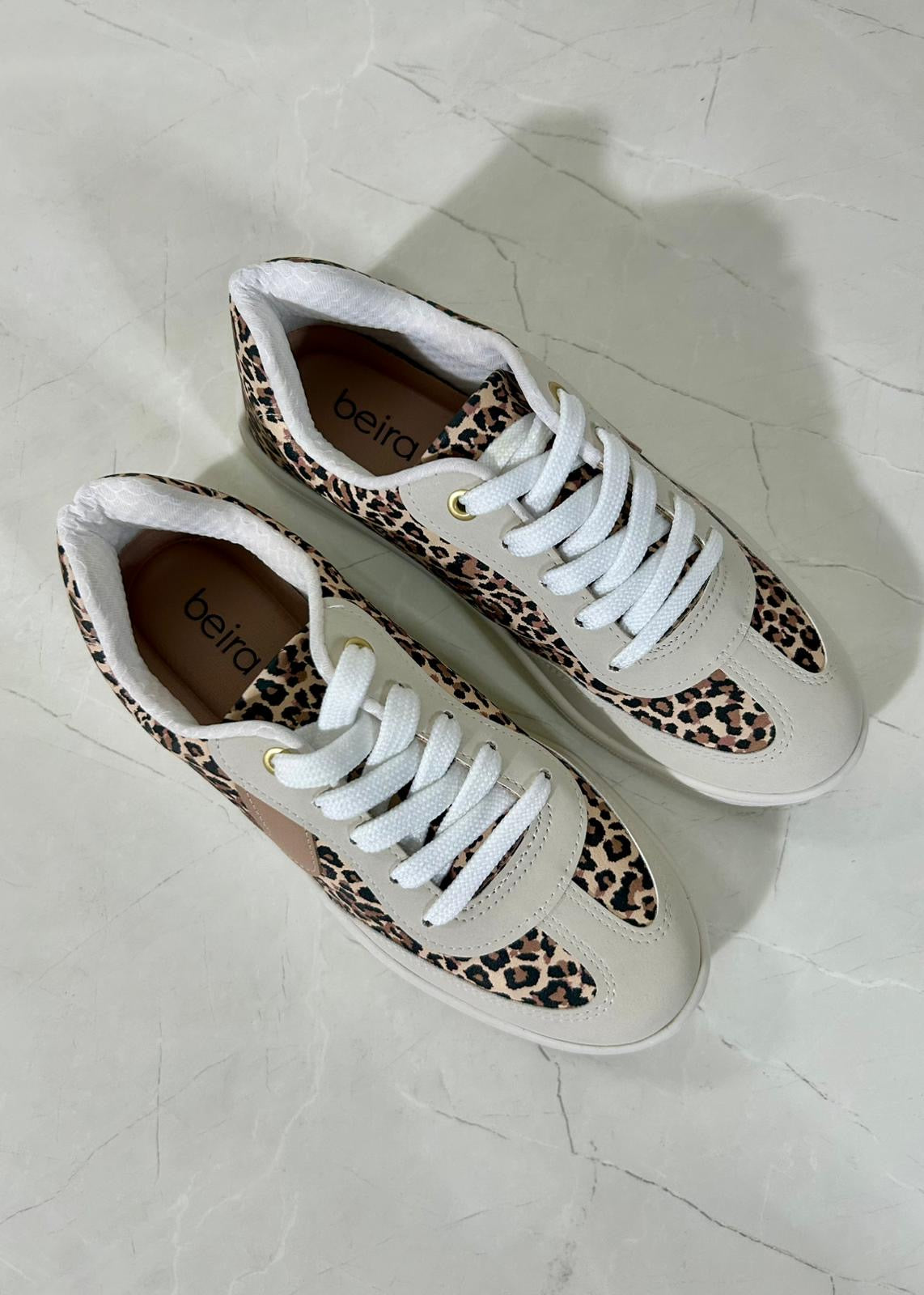 Beira Rio Tenis Animal Print Off White