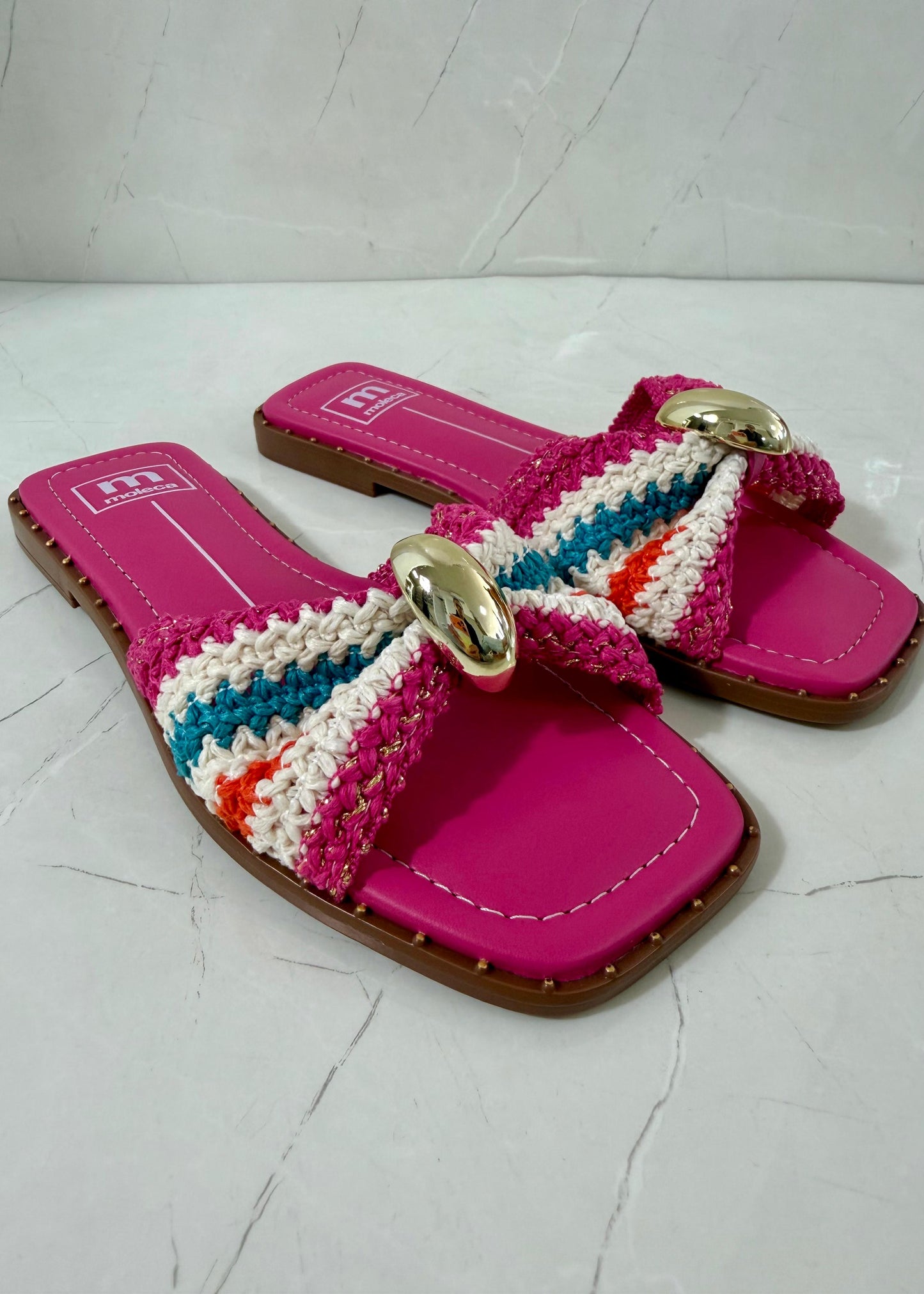 Moleca Tira Sandal Flats Multi Pink