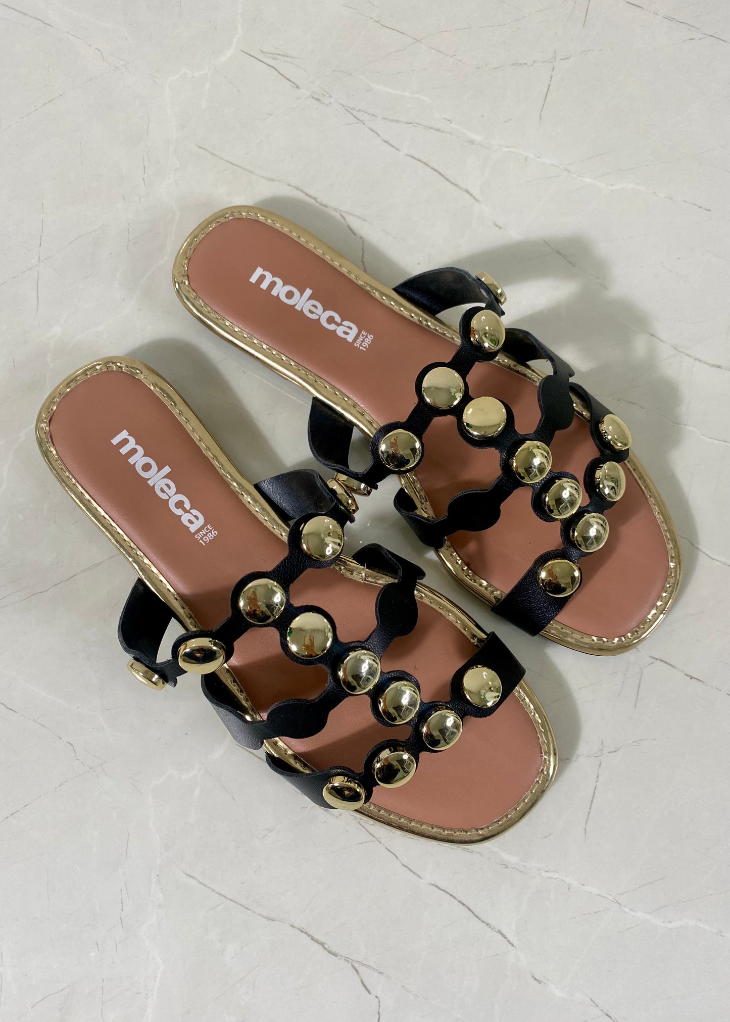 Moleca Glamour Flats Black Gold