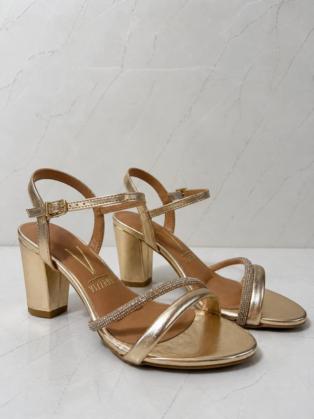 Vizzano intermedio Tira Rhinestone Dorado