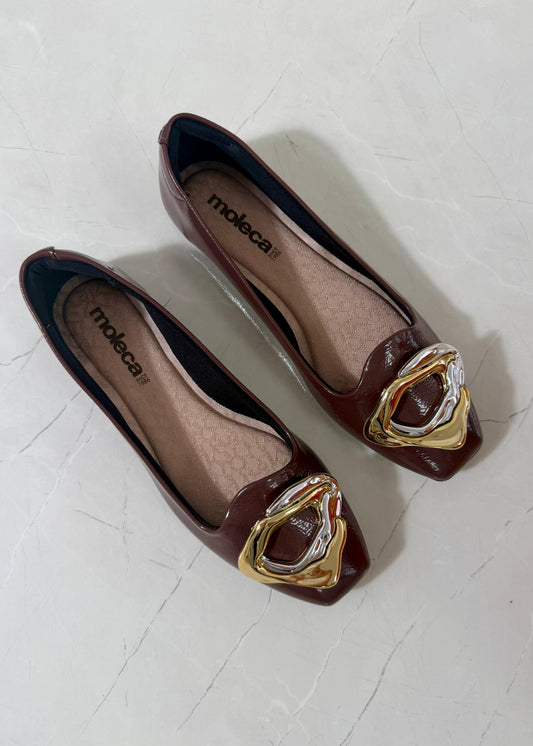 Moleca verniz Flats Charm Chocolate