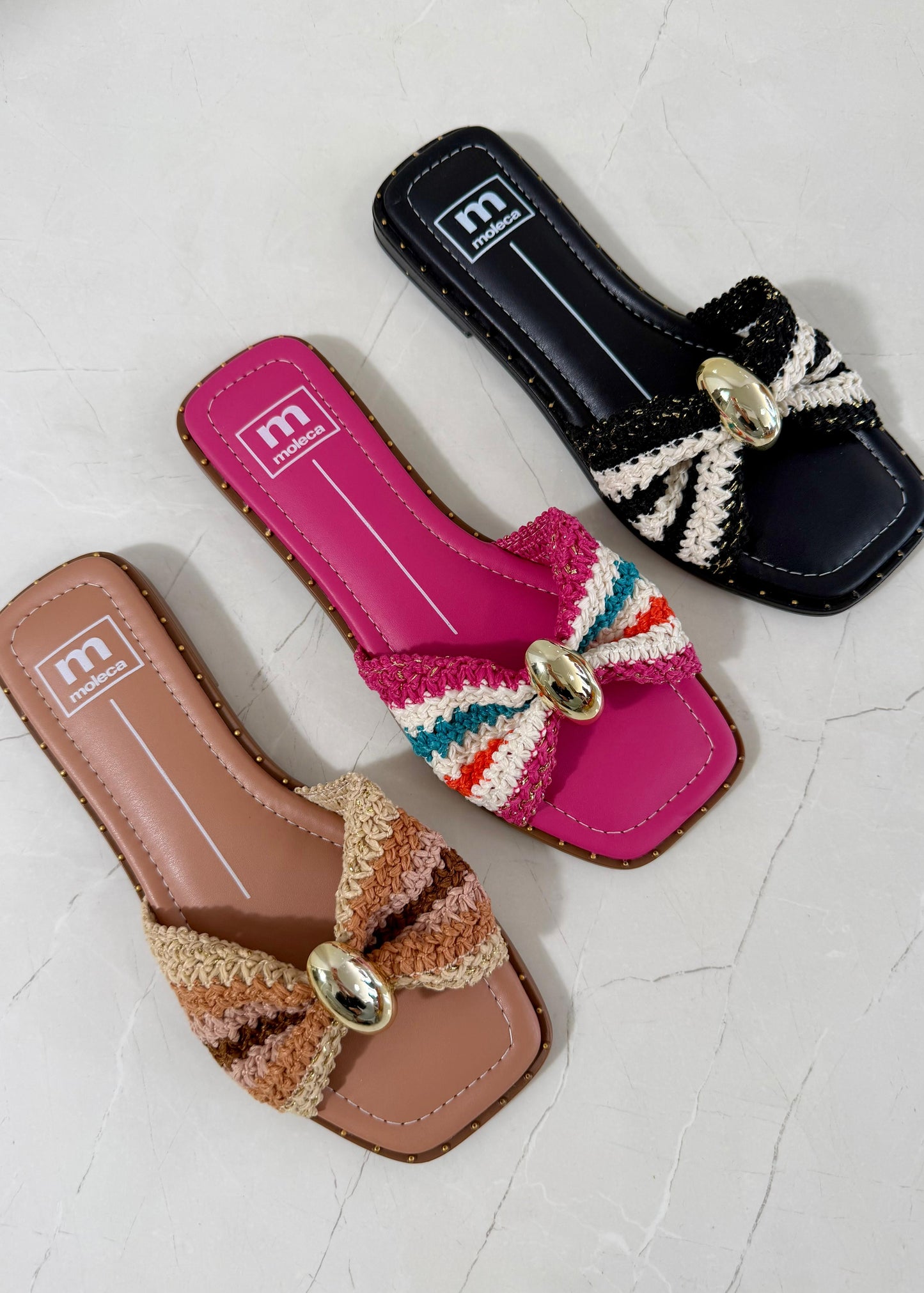 Moleca Tira Sandal Flats Multi Pink