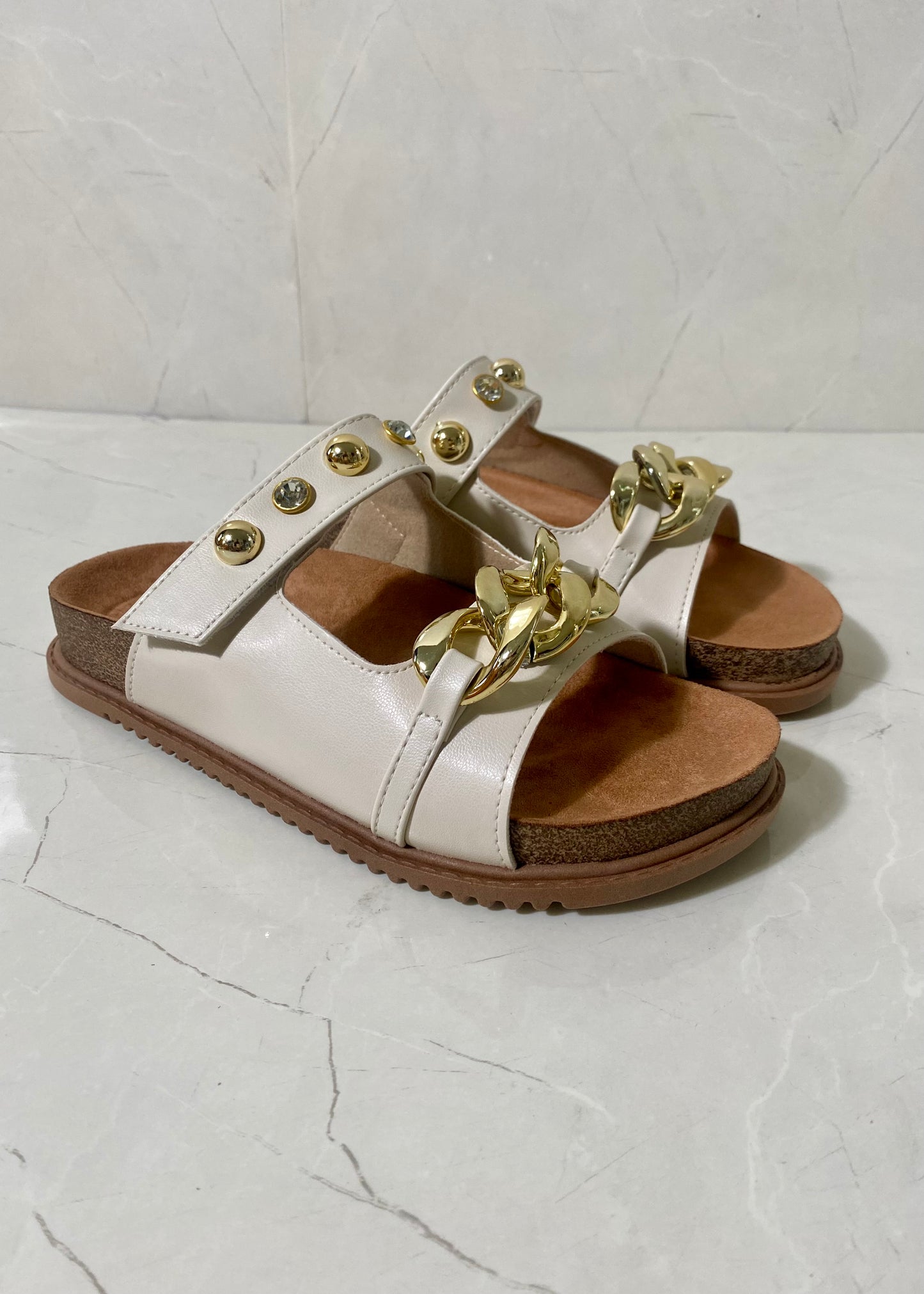Beira Rio Sandal Off White Chains Gold