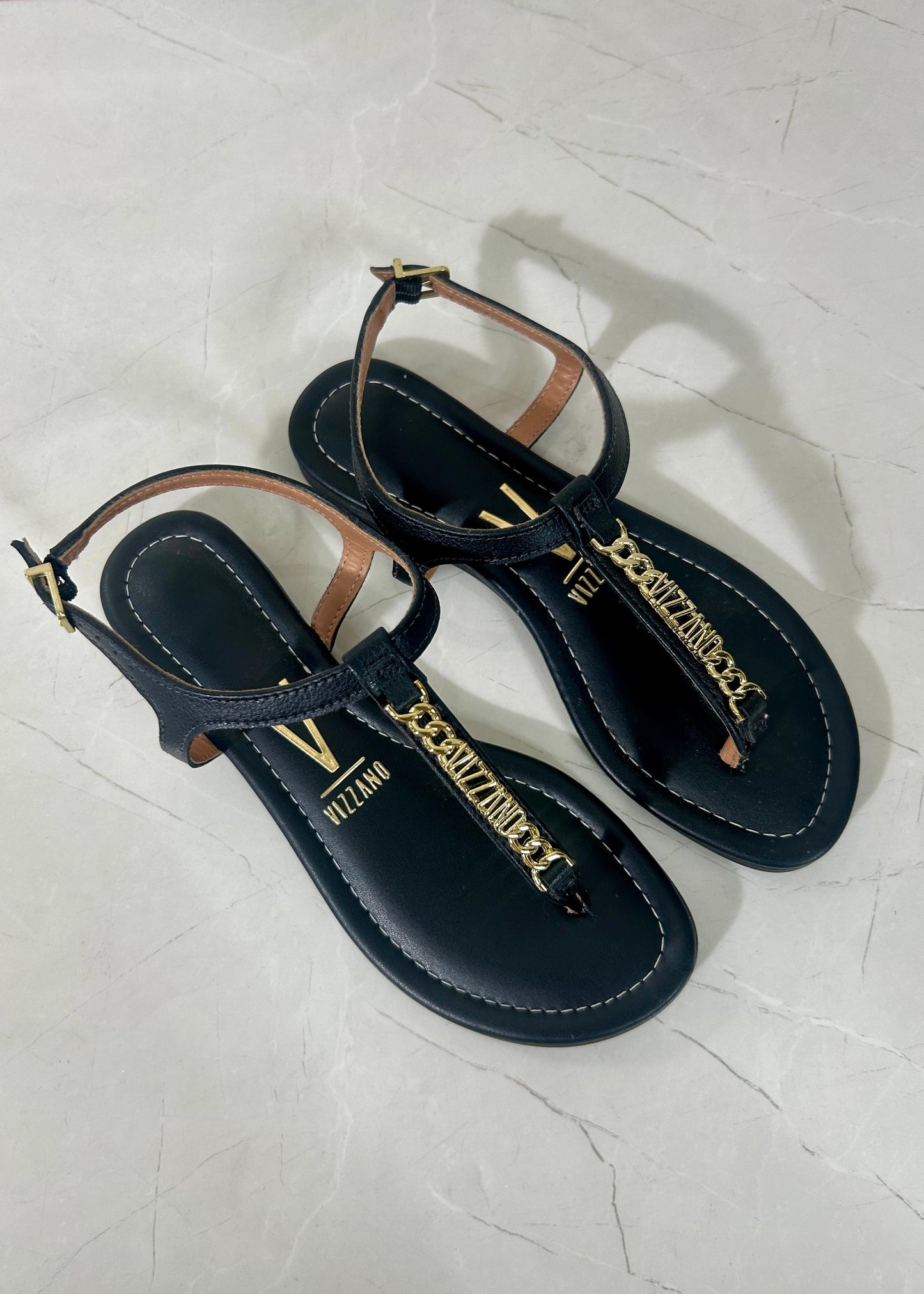 Vizzano Sandal Flats Chains Black And Gold