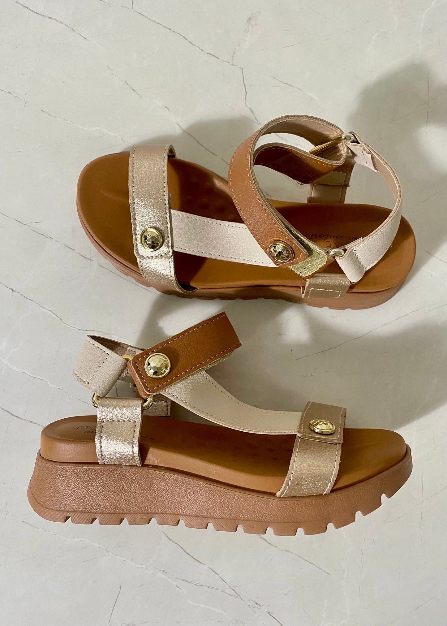 Modare Sandal Velcro Camel Gold