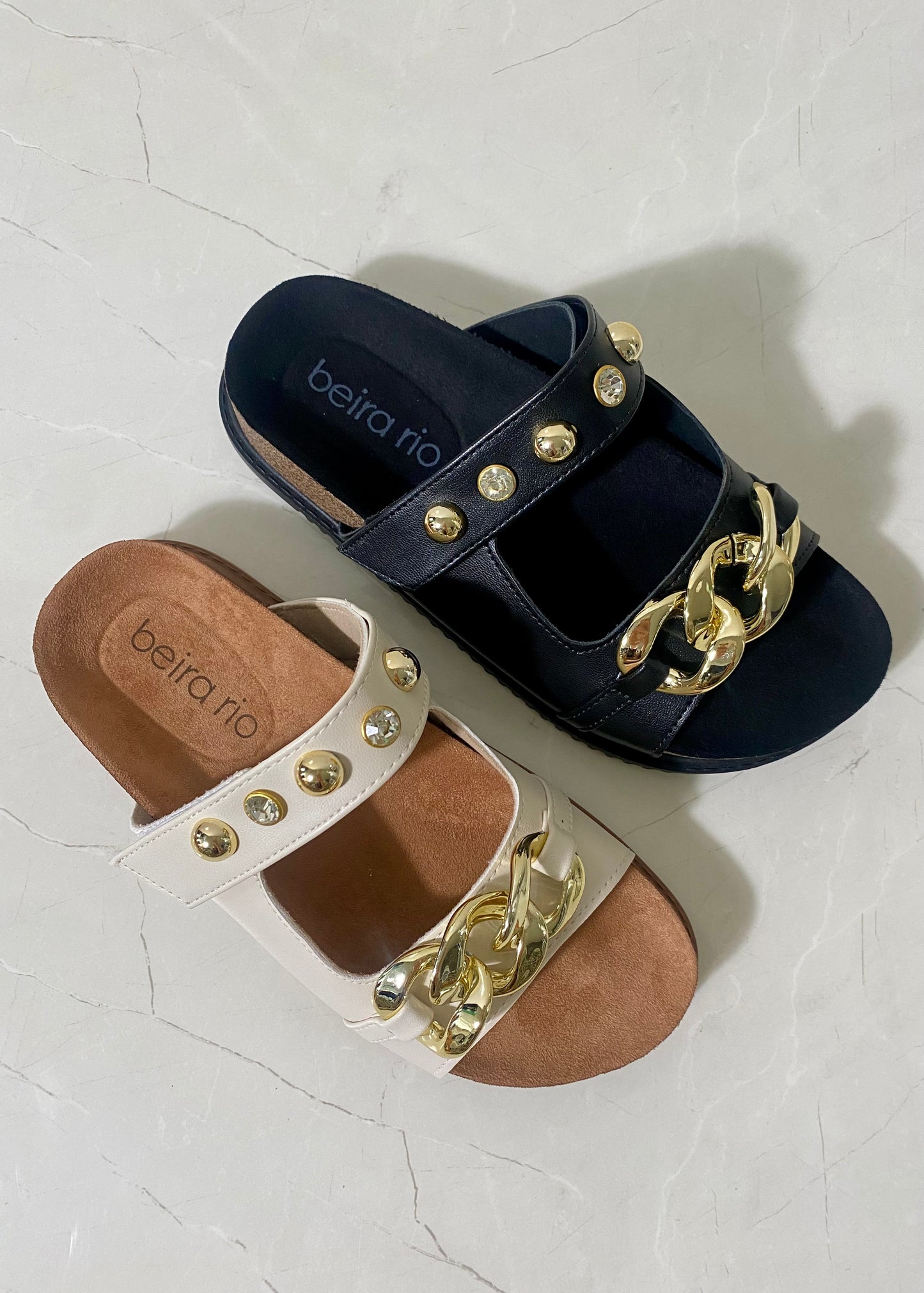 Beira Rio Sandal Off White Chains Gold