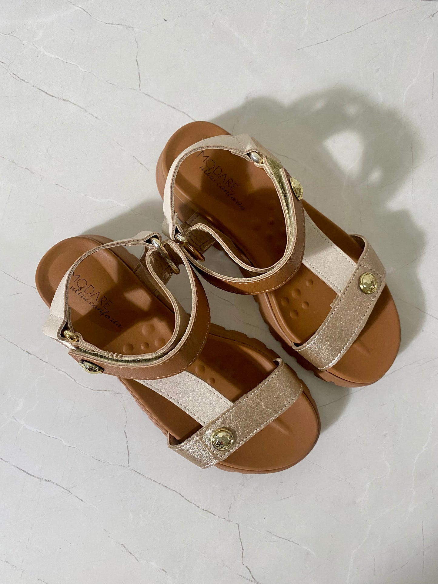 Modare Sandal Velcro Camel Gold