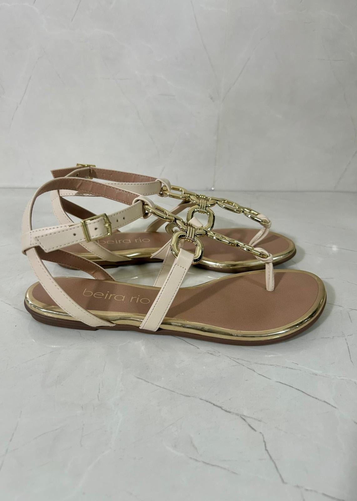 Beira Rio Sandal Cruz Gold Chain Crema