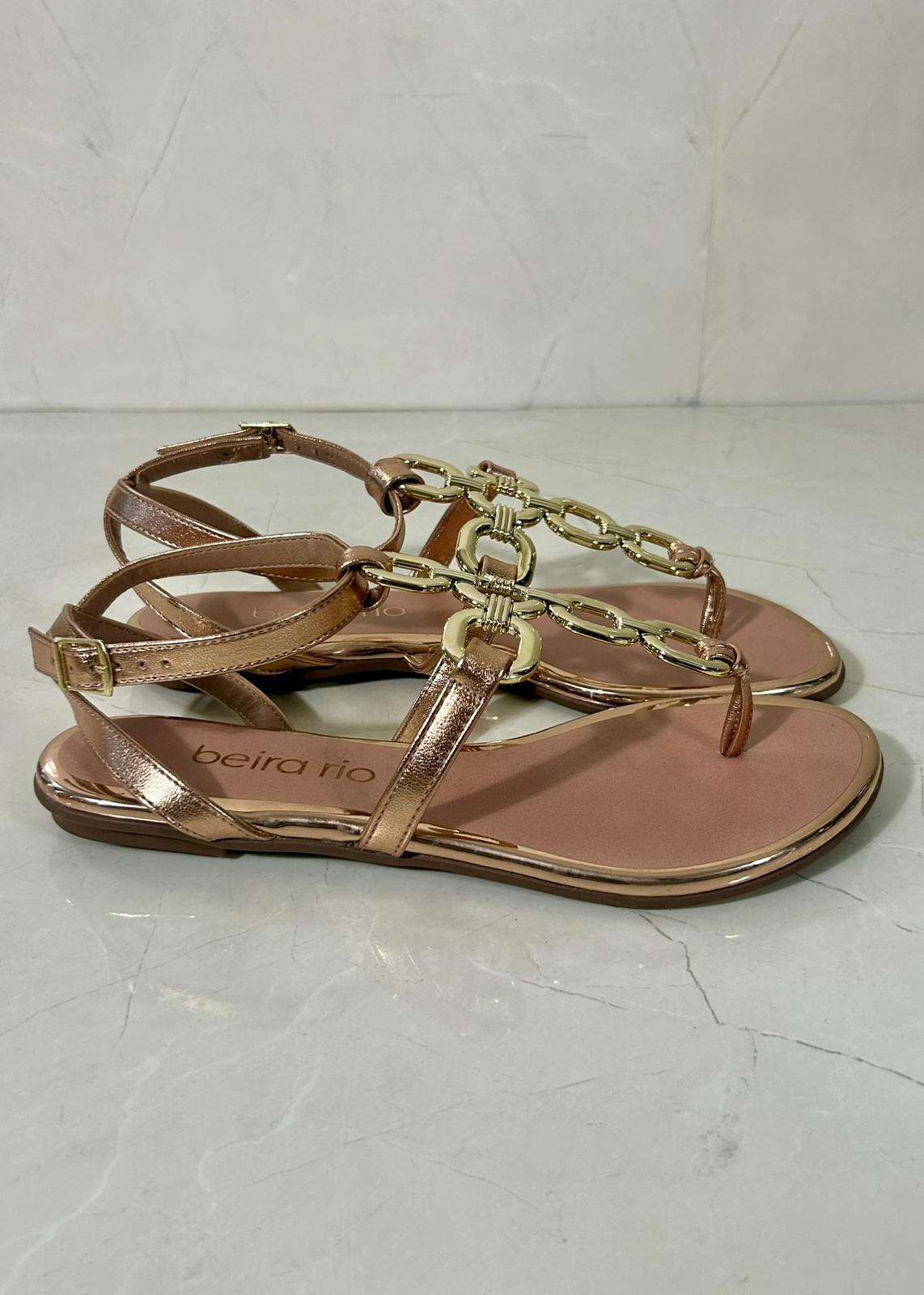 Beira Rio Sandal Cruz Gold Chain Rose Gold