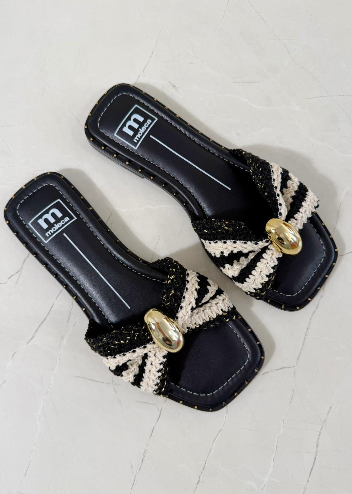 Moleca Tira Sandal Flats Multi Black