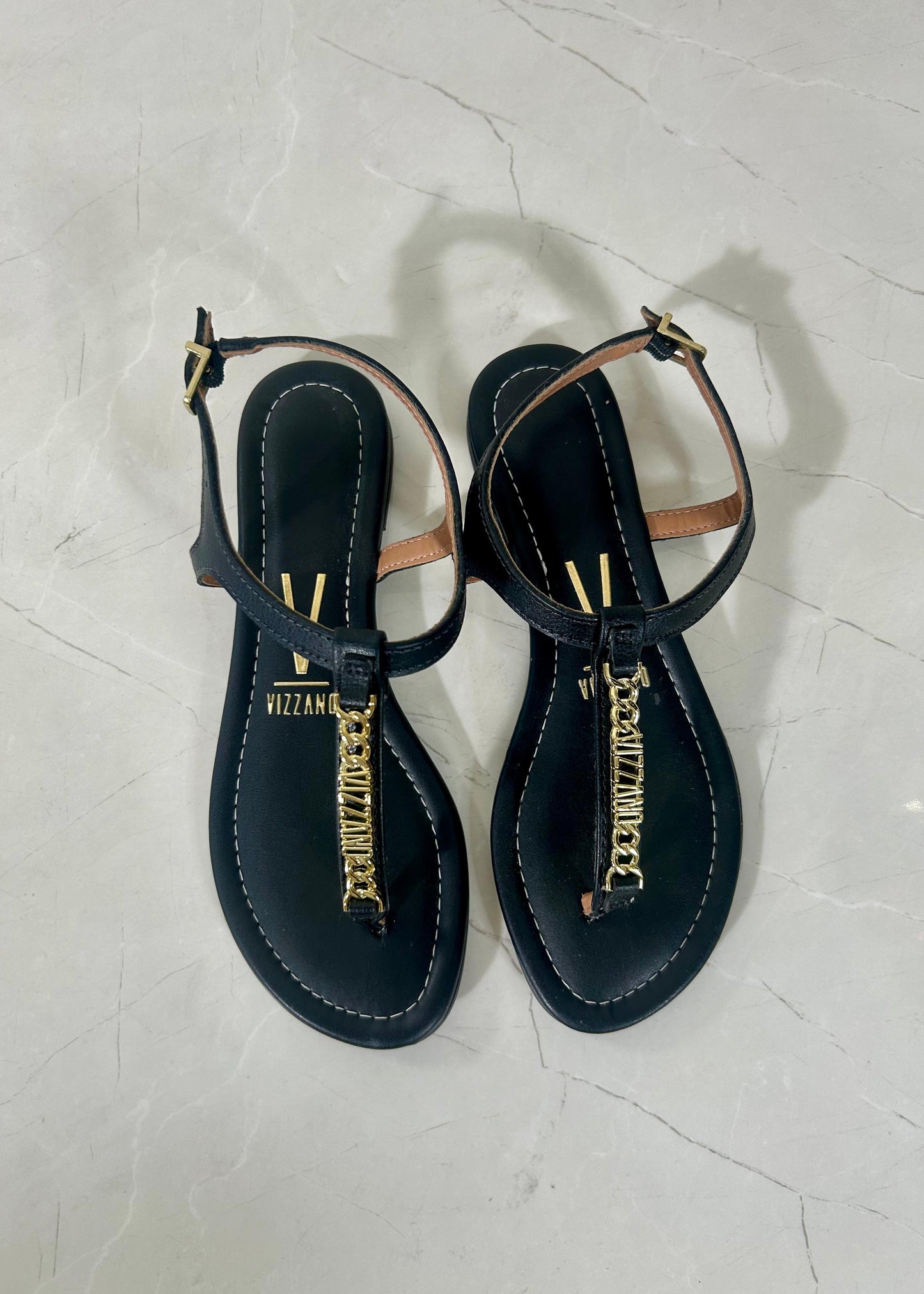 Vizzano Sandal Flats Chains Black And Gold