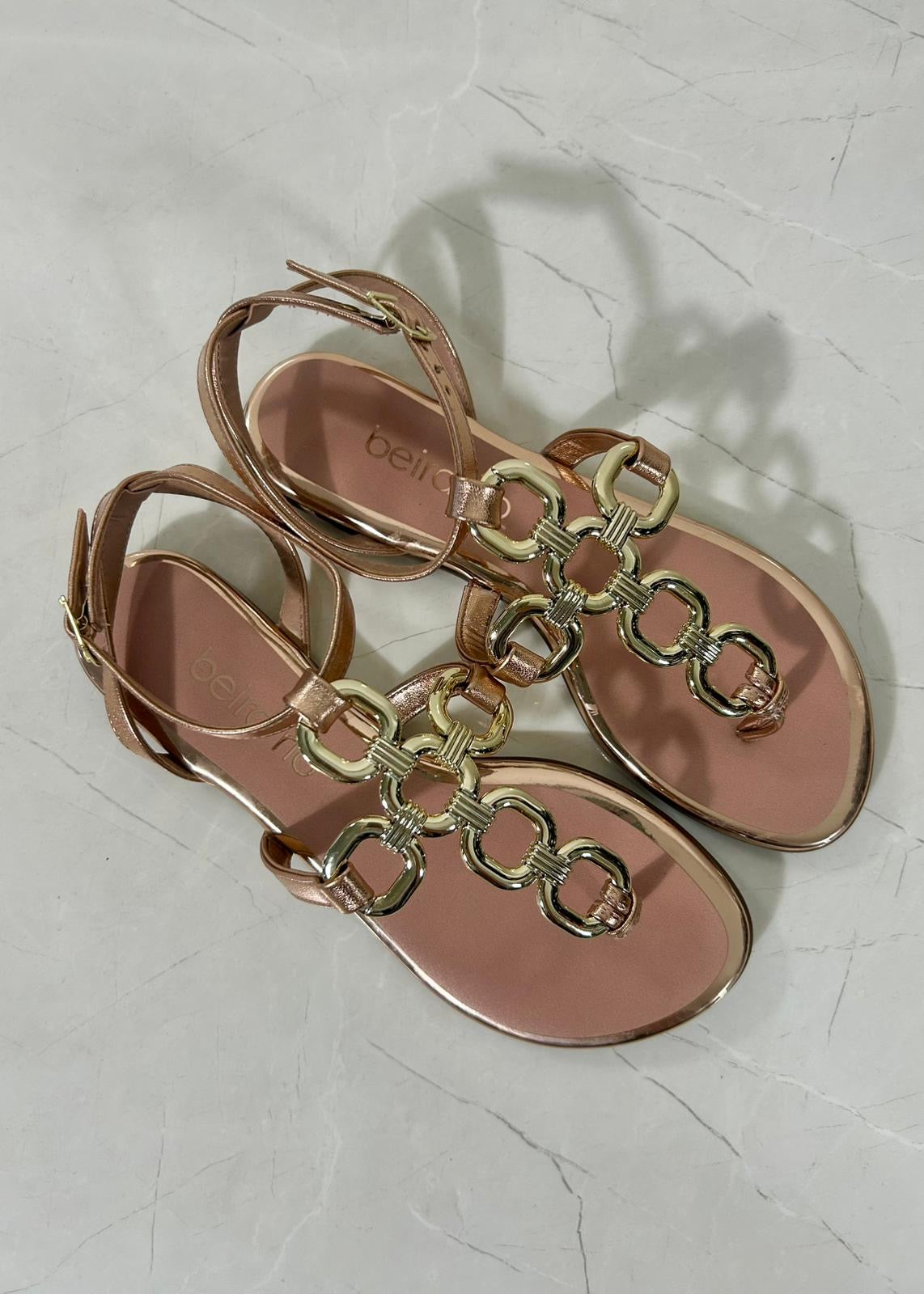 Beira Rio Sandal Cruz Gold Chain Rose Gold