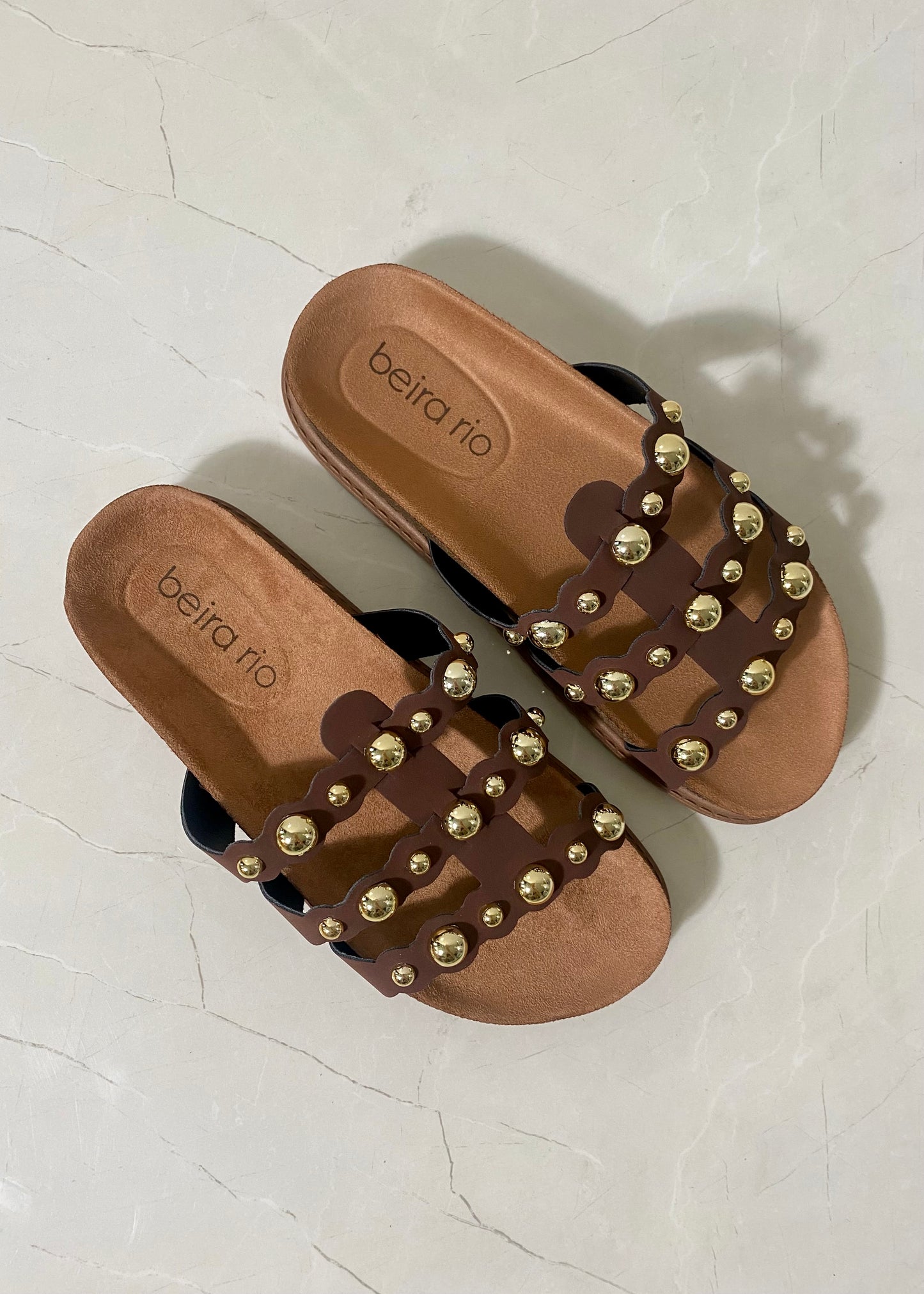 Beira Rio Sandal Off Brown and Gold