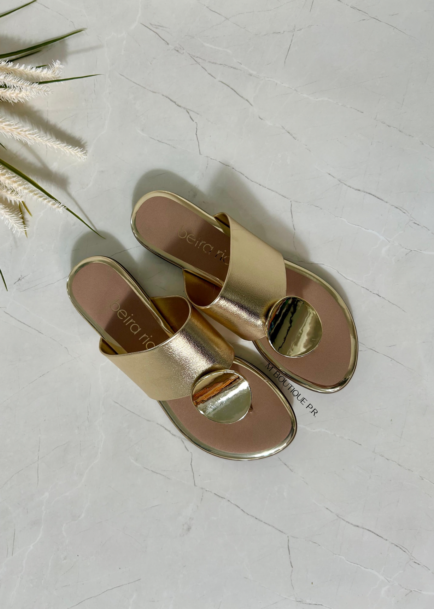 Beira Rio Gold Sandals