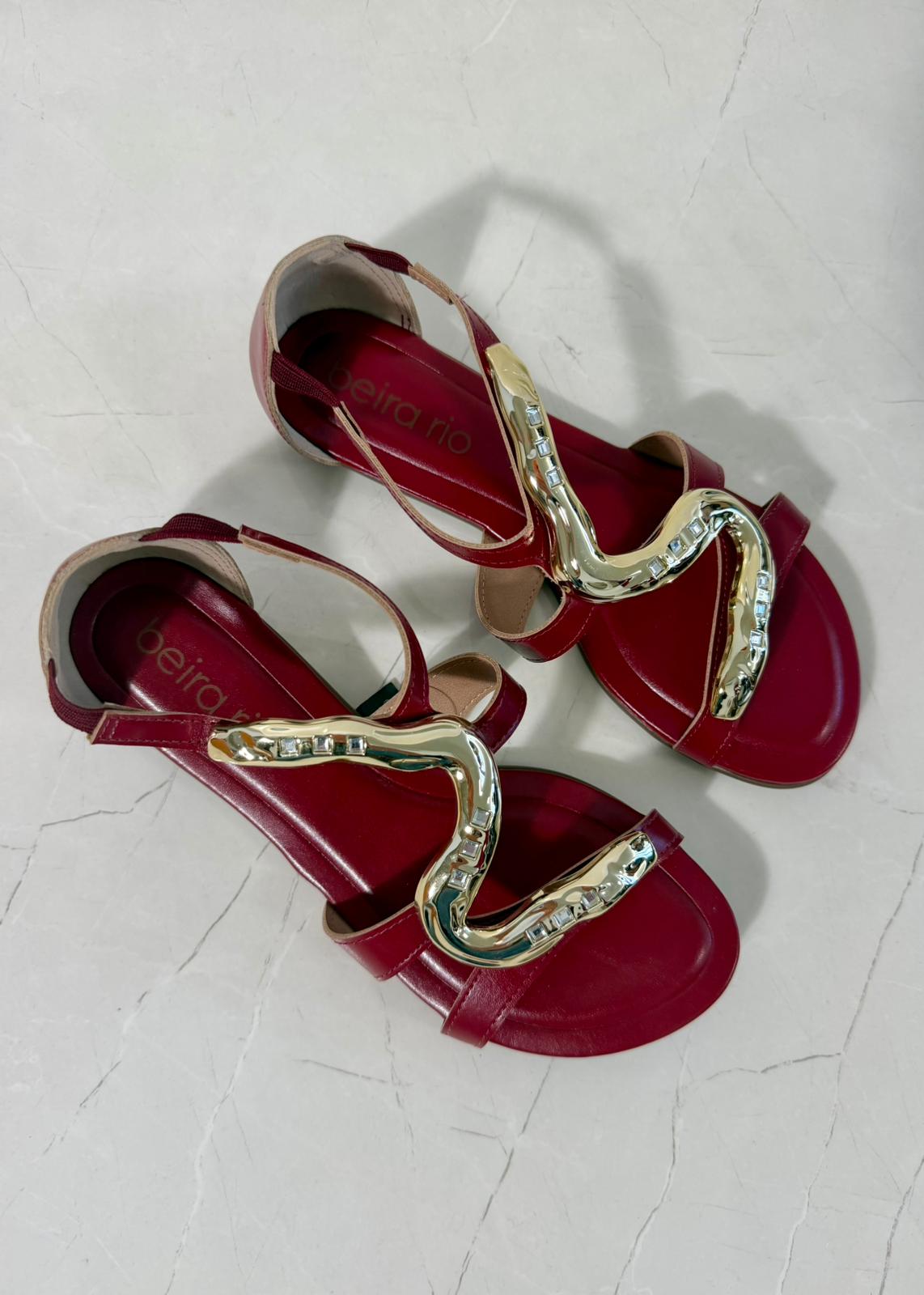 Beira Rio Sandal Gold Snake Cherry